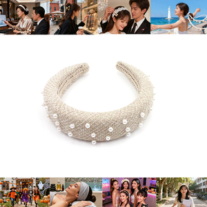 Dream Fashion Hand genähte Kristall Designer <span class=keywords><strong>Pearl</strong></span> Custom <span class=keywords><strong>Pearl</strong></span> Stirnbänder für Frauen aus China Luxus Bling Haarband - Product Image 4