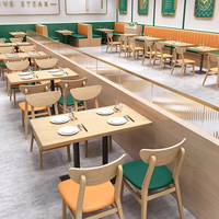 Table à manger carrée moderne en bois massif avec piétement en fer, hauteur 75 cm, capacité 2-4 personnes, pour café, restaurant et maison