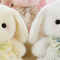 Robe en mousseline rose, poupée lapin en peluche, jouet lapin blanc mignon en forme de nœud, cadeau d'anniversaire pour filles
