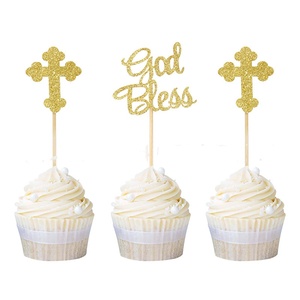 Glitter dio battesimo tema Cake Topper "God Bless" decorazione torta sante comunione - Product Image 5