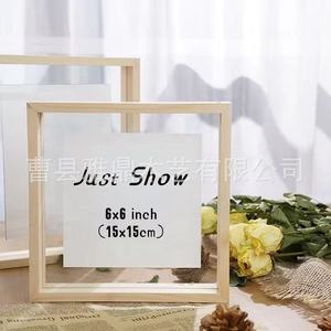 Wooden Transparent Photo <b>Frame</b> Double-Sided <b>Square</b> Solid Wood Handmade Tabletop Display For Home Decor Artwork Photos - Product Image 2
