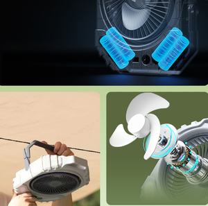 Yobao 75小时长时间使用可充电户外野营挂钩台式风扇，带电源银行功能和发光二极管灯 & 免费帆布包 - Product Image 4