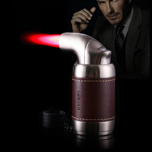 Trung Thực 4 Ngọn Lửa Xì Gà Nhẹ Hơn Biểu Tượng Tùy Chỉnh Red Jet Fire Leather Cover Butan Bảng <span class=keywords><strong>Torch</strong></span> Bật Lửa - Product Image 2