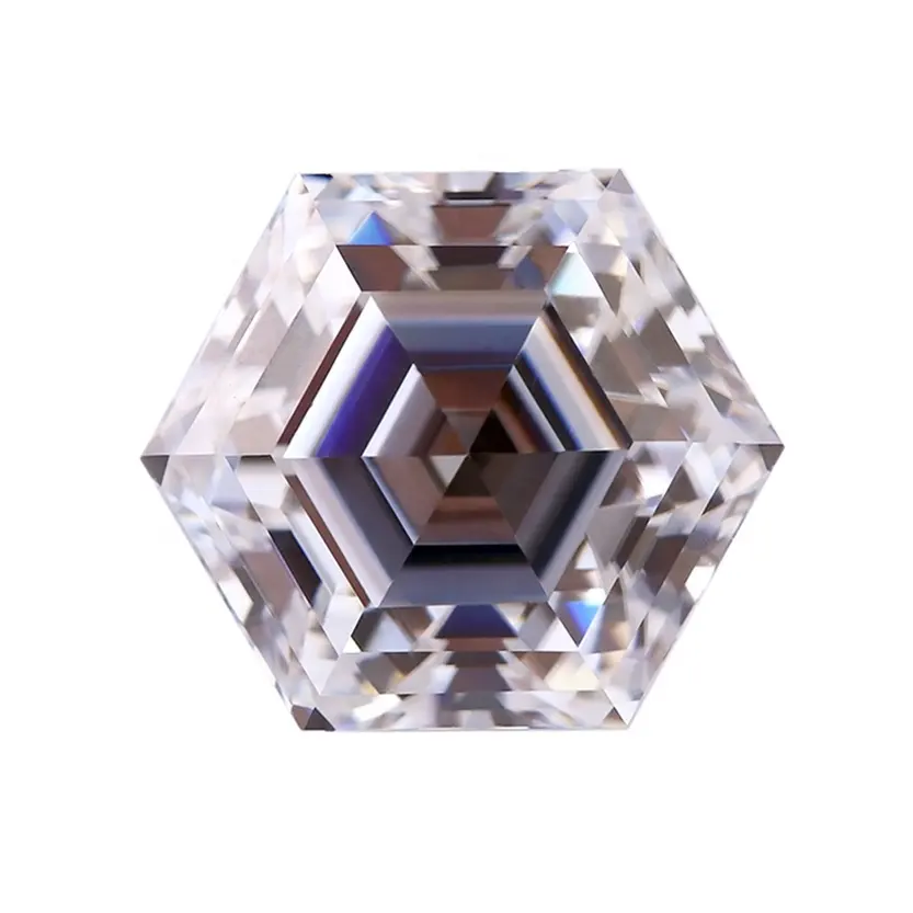 Synthetic loose gemstone moissanite Hexagon shape cut moissanite diamond VVS excellent cut for jewelry