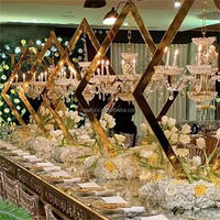 Candélabres en fer doré et argenté, modernes et luxueux, hauts, en forme de diamant, pour centres de table de mariage, supports de fleurs et vases décoratifs