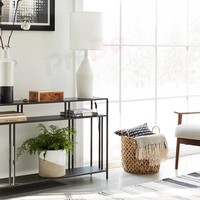 Table console moderne en acier multicouche avec hauteur réglable et montage facile pour le rangement dans le salon et l'utilisation en villa/hôtel