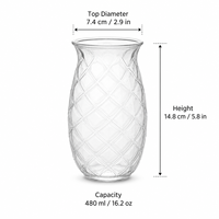 Verre à boire en verre borosilicate transparent de style américain, forme ananas, 480 ml, pour cocktails, whisky, bière