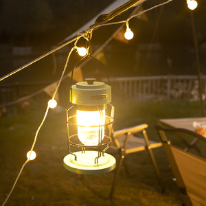 Lampe rétro portable d'extérieur, lanterne LED blanc chaud, rechargeable par USB, lampe de camping - Product Image 2