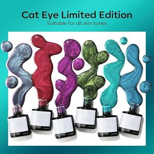 Vernis à ongles gel effet œil de chat, 6 couleurs, paillettes rouge, vert, violet, bleu, ensemble de vernis gel avec aimant, série Galaxy scintillante - Product Image 5