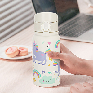 ขวดน้ำสแตนเลสเก็บอุณหภูมิขนาด 350 มล. แบบกำหนดเอง เป็นมิตรกับสิ่งแวดล้อม พร้อมหลอดดูด ปลอดสาร BPA ดีไซน์ใหม่สำหรับเด็ก - Product Image 1