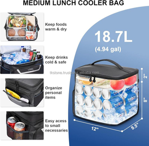 Sac isotherme en polyester Oxford PP imperméable à l'eau de 24 canettes, fourre-tout à double couche, avec fermeture éclair, pour pique-nique thermique, vin et vin - Product Image 2