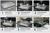 Support de fixation pivotant en aluminium 6061 chromé miroir pour usinage CNC 3 axes de pièces en acier inoxydable