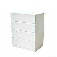 Mueble para el Hogar, Moderno, Blanco, MDF, Gabinete con Cuatro Cajones, Tipo Panel, Unidad de Almacenamiento para Sala de Estar, Dormitorio, Madera