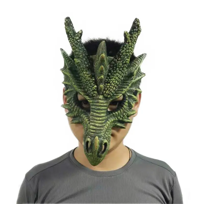 Halloween carnival chinese masquerade realist head dragon half PU foam mask