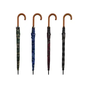 Parapluie de golf écossais, 4 couleurs assorties, manche en bois, design classique à carreaux, protection contre la pluie, utilisation en extérieur - Product Image 1