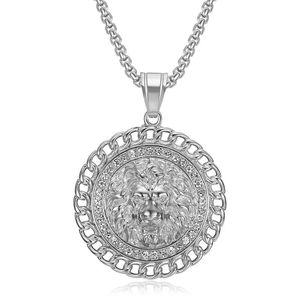 Yunnique – collier avec pendentif tête de Lion plaqué or en acier inoxydable, avec strass, bijoux de fête pour hommes - Product Image 5