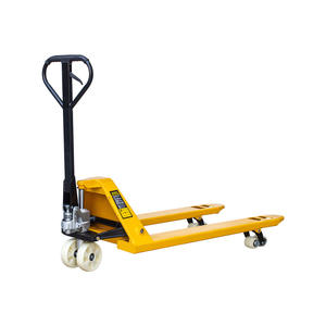 Chariot à palettes manuel hydraulique GQK GW1231, 2-3 tonnes, jaune + noir, pour le chargement/déchargement, utilisation intérieure/extérieure - Product Image 1