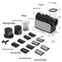 Pemotong Sayur Multifungsi Elektrik, Pengiris, Pencacah Es, Pembuat Smoothie, Pengiris Kentang, Pencacah Keju, Model Stainless Steel