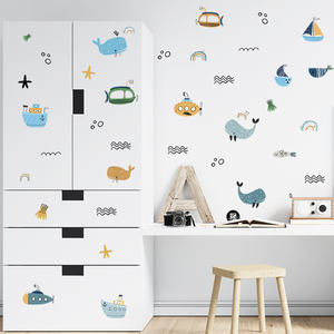 Cartone animato balena delfino meduse cavalluccio marino adesivi <span class=keywords><strong>murali</strong></span> farfalla rosa carta da parati per camera da letto decorazione della stanza dei bambini decalcomania della parete - Product Image 3