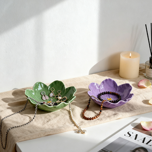 Wholesale Most Popular Flower Decorative <b>Ring</b> Dish Jewlery Tray Ceramic <b>Plate</b> Decor Trinket Dish with Custom logo for Home Decor - Product Image 3