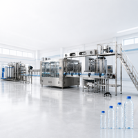 Ligne de production de mise en bouteille de minéraux électrique numérique contrôlée par PLC en acier inoxydable SUS304 avec écran tactile, rinçage, remplissage et bouchage, 8000 BPH