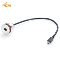 Câble d'extension MiniUSB mâle vers femelle rond à montage sur panneau en aluminium USB2.0 Mini-B encastré pour armoire de commande industrielle