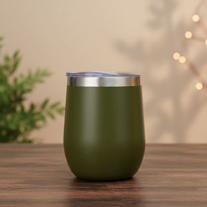 Vaso de Vino con Forma de Huevo de 12 oz, Taza de Café de Acero Inoxidable con Aislamiento al Vacío de Doble Pared, Tapa Antisalpicaduras, Logotipo Personalizado, Regalo para Fiestas - Product Image 3