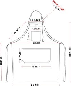 Tablier en toile réutilisable avec poches, tablier de travail réglable à rayures personnalisées pour hommes et femmes, idéal pour la cuisine, la pâtisserie et le jardinage - Product Image 2