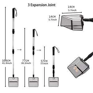 Pelle à litière en métal Baming avec pelle profonde et long manche, tamis à litière antiadhésif sans flexion arrière - Product Image 3