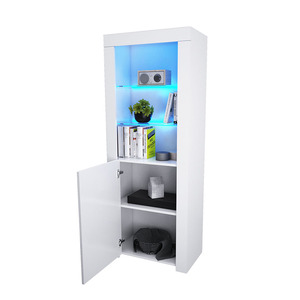 Mueble de exhibición alto y moderno de alto brillo, aparador LED con puerta para sala de estar, hospital, hotel o escuela, estilo de panel de madera - Product Image 2