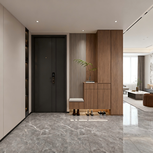 ประตูหน้าบ้านกันขโมย: กันเสียงล็อคลายนิ้วมือมีสไตล์ใบเดี่ยวหรือคู่ - Product Image 6