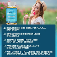VitaHall Complexe Multi-Collagène en Capsules Molles avec Biotine, Vitamine C, Types I, II, III, V pour des Cheveux Sains, une Peau et des Ongles Magnifiques