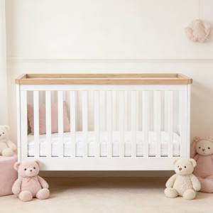 Juego de Muebles Multifuncionales para Guardería, Cuna de Madera Convertible 3 en 1 con Mesa Cambiador de Pañales - Product Image 3