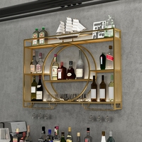 Étagère à vin murale moderne industrielle en fer forgé de luxe, avec panneaux lumineux, pour comptoir de bar et rangement de spiritueux, idéale pour l'ameublement domestique