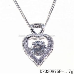 Hot Sale Dancing Diamond CZ Single <b>Heart</b> <b>Shape</b> Pendant Cubic Zirconia Pendant Silver 925 Pendant - Product Image 5