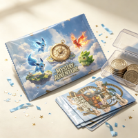 Sacs plats en aluminium scellés au milieu avec impression personnalisée pour l'emballage de paquets de cartes à collectionner