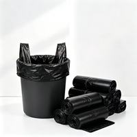 Sacs poubelles noirs en PE du fabricant, sacs à poche arrière épaissis, sacs de courses portables imperméables