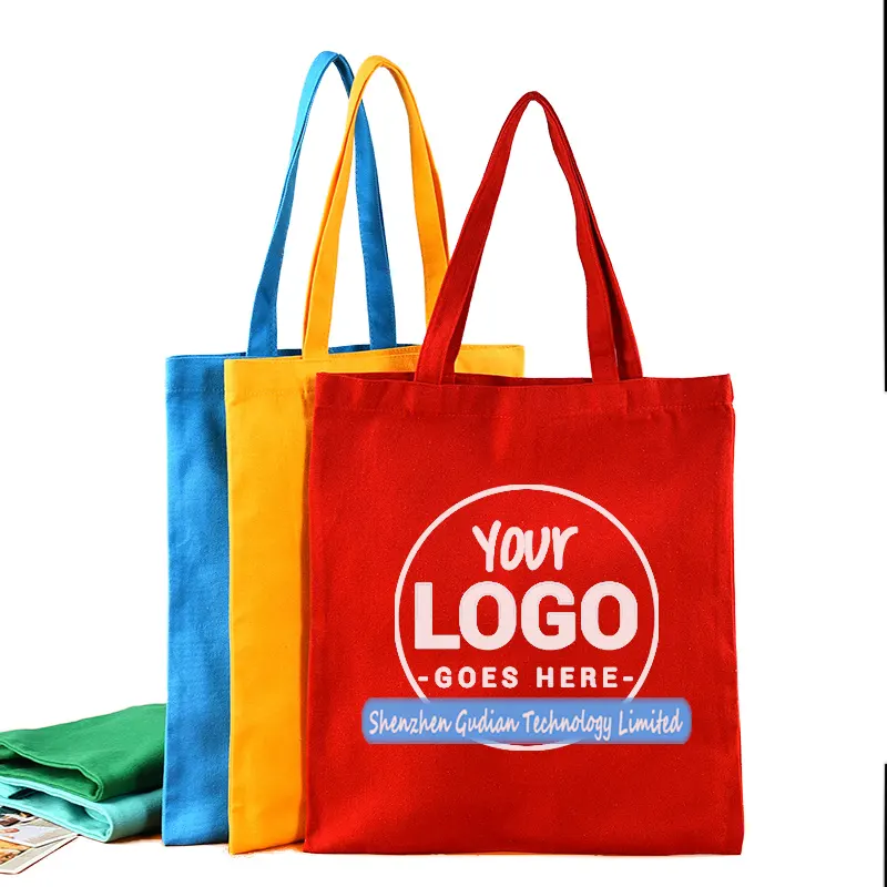 Diseño promocional Totebag Bolsa de compras reciclada grande Bolsas de lona de algodón personalizadas con logotipo impreso personalizado