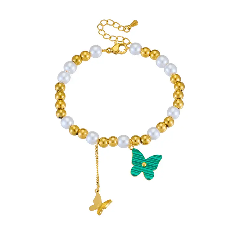 C & J Angel Girl Pulsera Bohemia para mujer Diseño creativo de moda colgante de mariposa con cuentas de dos colores accesorios pulsera