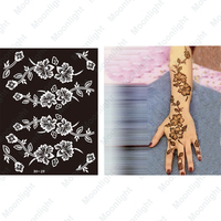 Pochoir de Tatouage au Henné Éphémère Personnalisé pour Dessin Floral Fabrication de Pochoirs de Tatouage au Henné pour Main Entière, Autocollant de Pochoirs au Henné Non Toxique