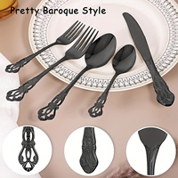 Ensemble de couverts de luxe baroque en acier inoxydable, couteau, fourchette, cuillère, ensemble de couverts dorés royaux pour mariage, restaurant