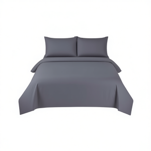 Parures de draps d'hôtel Spring, taille King, en coton, 180 fils, teinture unie, gris Oxford, respirantes, pour toutes les saisons - Product Image 1