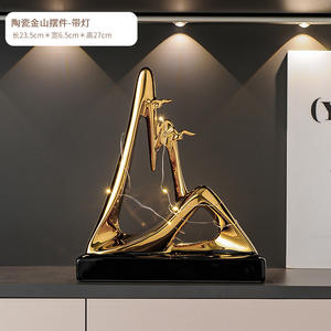 Keramik Galvanik Gold und Silber Mountain Desktop Ornamente mit Lichtern Luxus High-End Wohnzimmer Weins chrank - Product Image 5