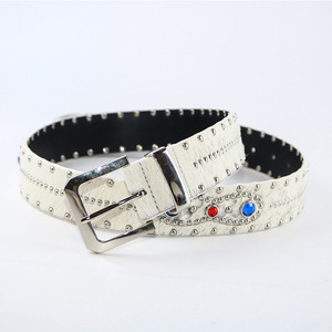 <span class=keywords><strong>Cintura</strong></span> <span class=keywords><strong>da</strong></span> <span class=keywords><strong>uomo</strong></span> in stile Casual di lusso personalizzata con strass in rilievo di drago bianco con strass di lusso <span class=keywords><strong>cintura</strong></span> in pelle sintetica eccellente - Product Image 2
