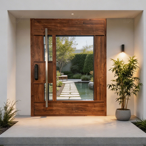 Porte pivotante extérieure moderne personnalisée, porte d'entrée de luxe en aluminium sécurisée, porte de magasin moderne en verre pare-balles sécurisé - Product Image 6