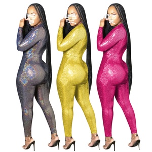 Combinaison moulante sexy effet peau de serpent pour femme, manches longues, fermeture éclair avant, dorée et noire, en similicuir, style catsuit ou playsuit - Product Image 2