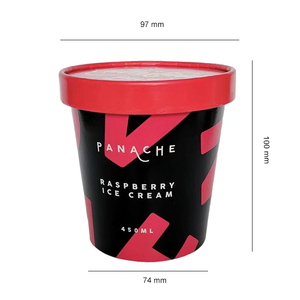 Biodegradable personalizados vasos desechables con tapa yogurt brown paper 250ml ice cream tub 2oz