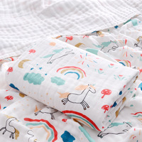 Serviette de bain en gaze de coton haute densité avec motif de dessin animé Couette à six couches pour les soins du visage du nouveau-né pendant le bain