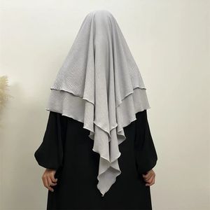 ฮิญาบแบบใหม่ล่าสุดสำหรับสตรีมุสลิม ผ้าคลุมศีรษะแบบผูกด้านหลัง ผ้าคลุมยาวสำหรับละหมาด ผ้าคลุมสองชั้น ผ้าเครปแบบแจ๊ส คิมา - Product Image 2