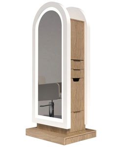 Muebles de Salón de Belleza Estación de Estilismo de Doble Cara con Espejo de Barbero para Peluquería en Arco de Madera con Luz Led - Product Image 6